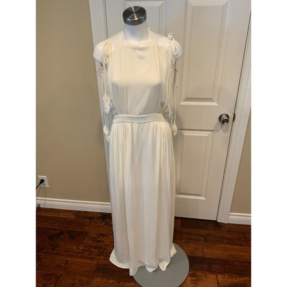 Tory Burch "Evalene" Ivory Cold Shoulder Crepe Maxi Dress, Size 2, NWT! - Picture 2 of 11